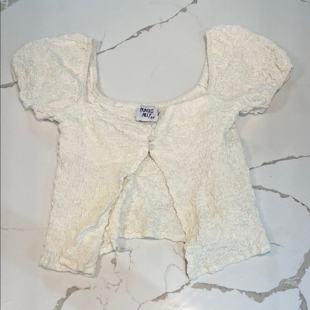 Princess Polly Cream Textured Blouse
